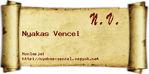 Nyakas Vencel névjegykártya